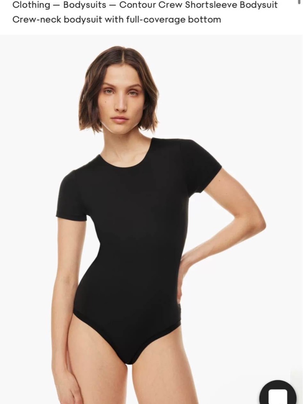 Babaton Black Short-Sleeve Crew Neck Bodysuit